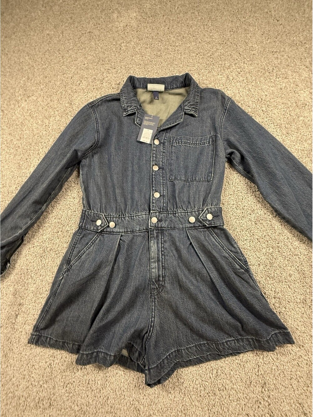 NWT Universal Thread Women’s Romper  Denim Long Sleeve Size 10 Adjustable Waist